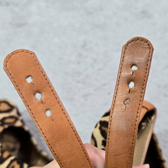 Sam Edelman Lyla Leopard Print Leather Calf Hair Platform Pumps Ankle Strap - Picture 12 of 13